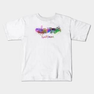 Ljubljana skyline in watercolor Kids T-Shirt